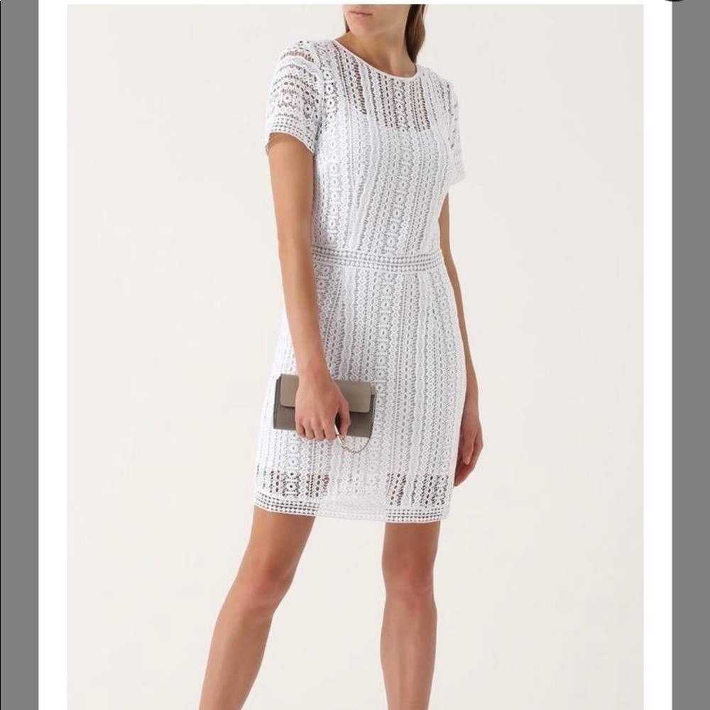 Michael Kors White Sheath Lace Crochet Slip Night Out Dress
